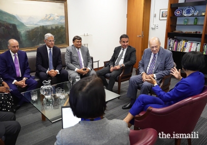 Prince Amyn and Mayor Olivia Chow in conversation at City Hall in Toronto.  2024-09-25